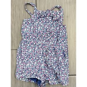 Janie and Jack Girl Floral Bow Romper Blue Ditsy Floral Size 18-24 Months